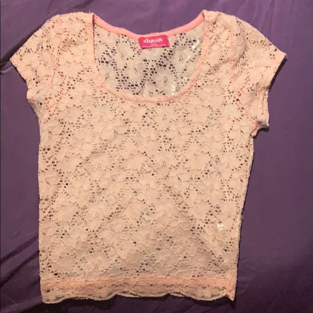 Lace pink crop top never worn